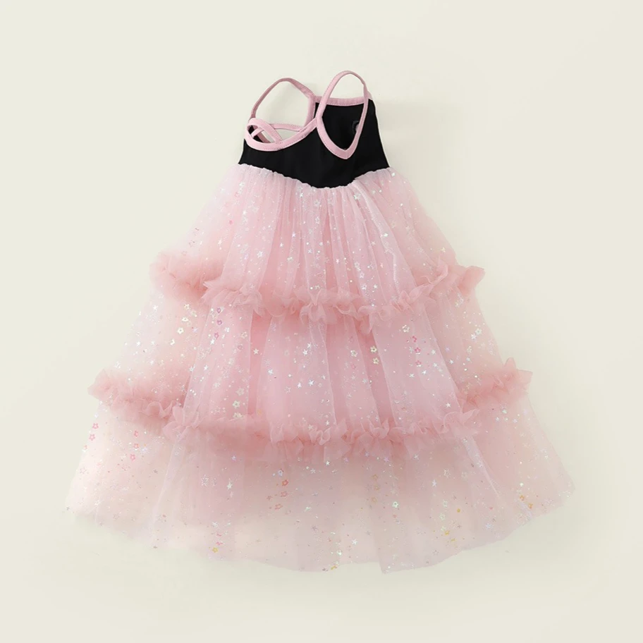 Girls Mesh See Through Dress 2026 Summer New Baby Kids Love Heart Backless Sleeveless Vestido Girls Clothes
