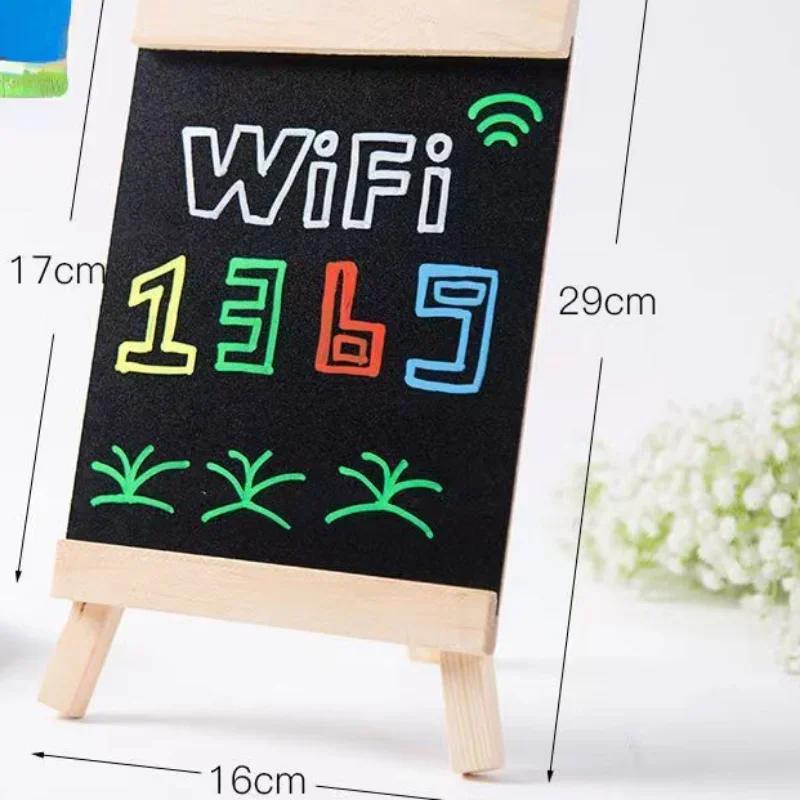 طاولة بإطار من خشب الصنوبر الصغير لسطح المكتب - لوحة سوداء علوية مع لوحات إعلانات رسم بحامل #5