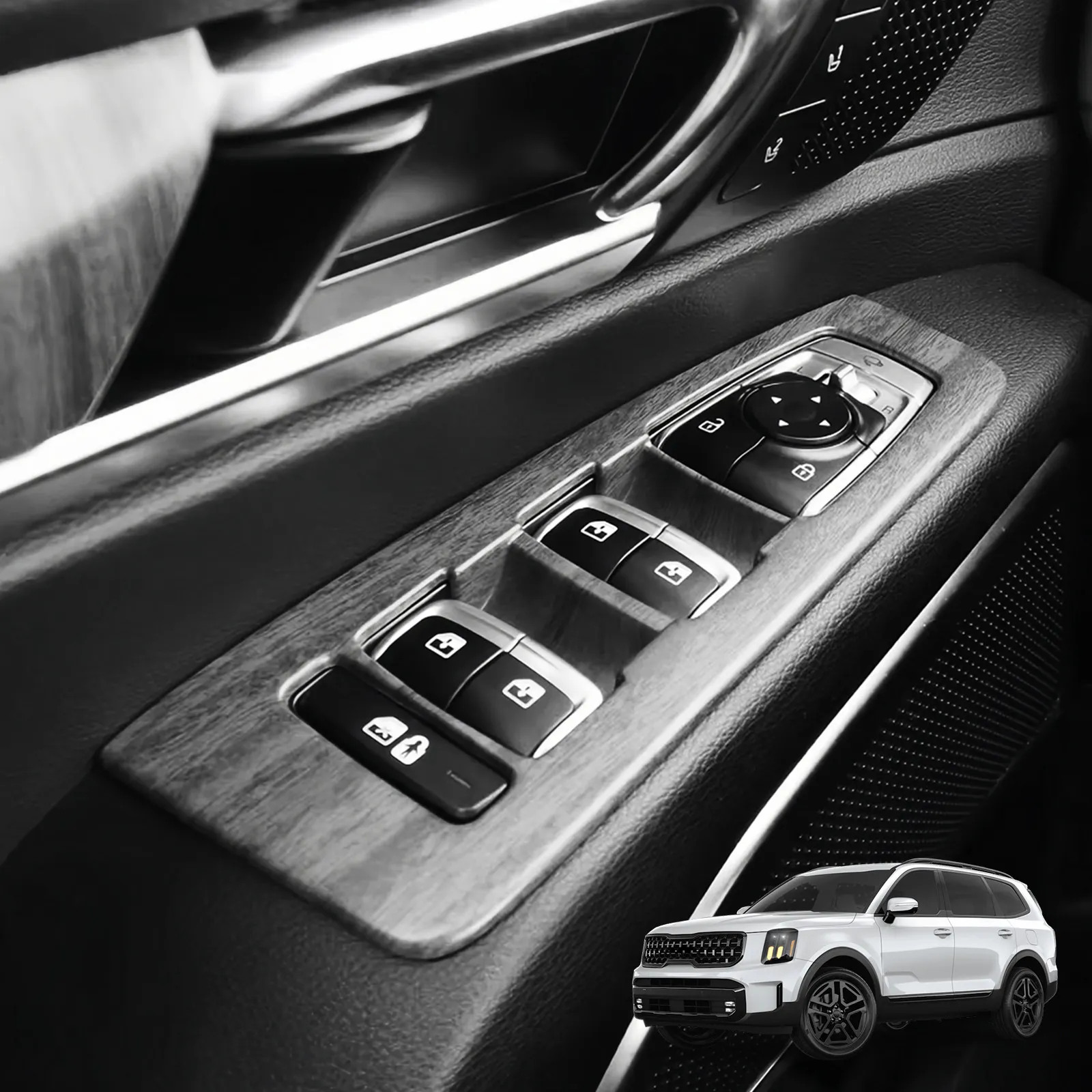 

Декоративная рамка панели кнопок двери из АБС-пластика для Kia Telluride 2020-25