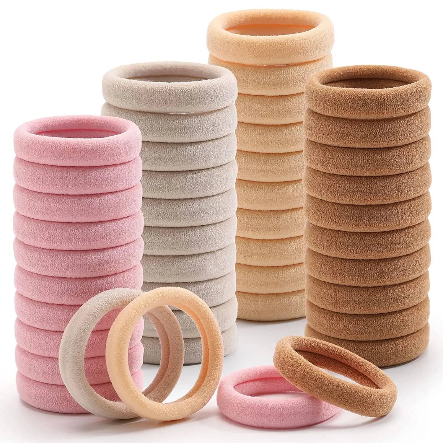 50Pcs Colorful Basic Hair Bands for Women Girls Nylon Elastic Rubber Bands Ponytail Holder Hair Ties Hair Accessories