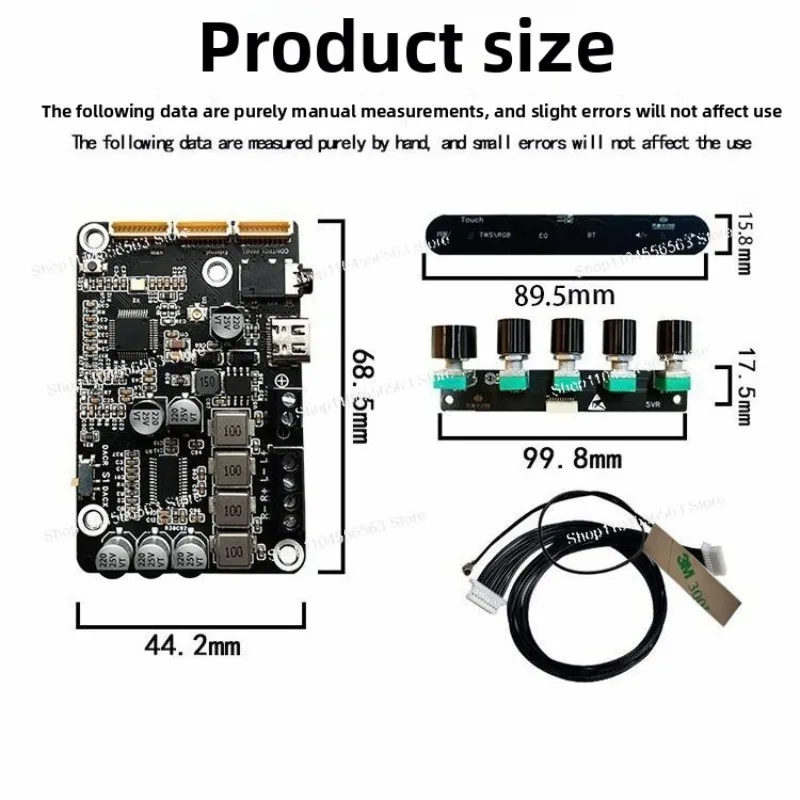 Bluetooth 5.0dsp power amplifier board 2.0 stereo treble adjustment frequency division hifi sound quality support tuning 40wx2