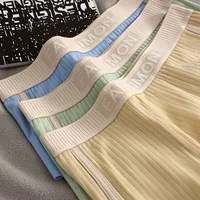 3PCS/Pack Solid Striped Men's Boxer Sexy Breathable Mesh U Crotch Underwear High Elastic Widen Waistband Underpants 5
