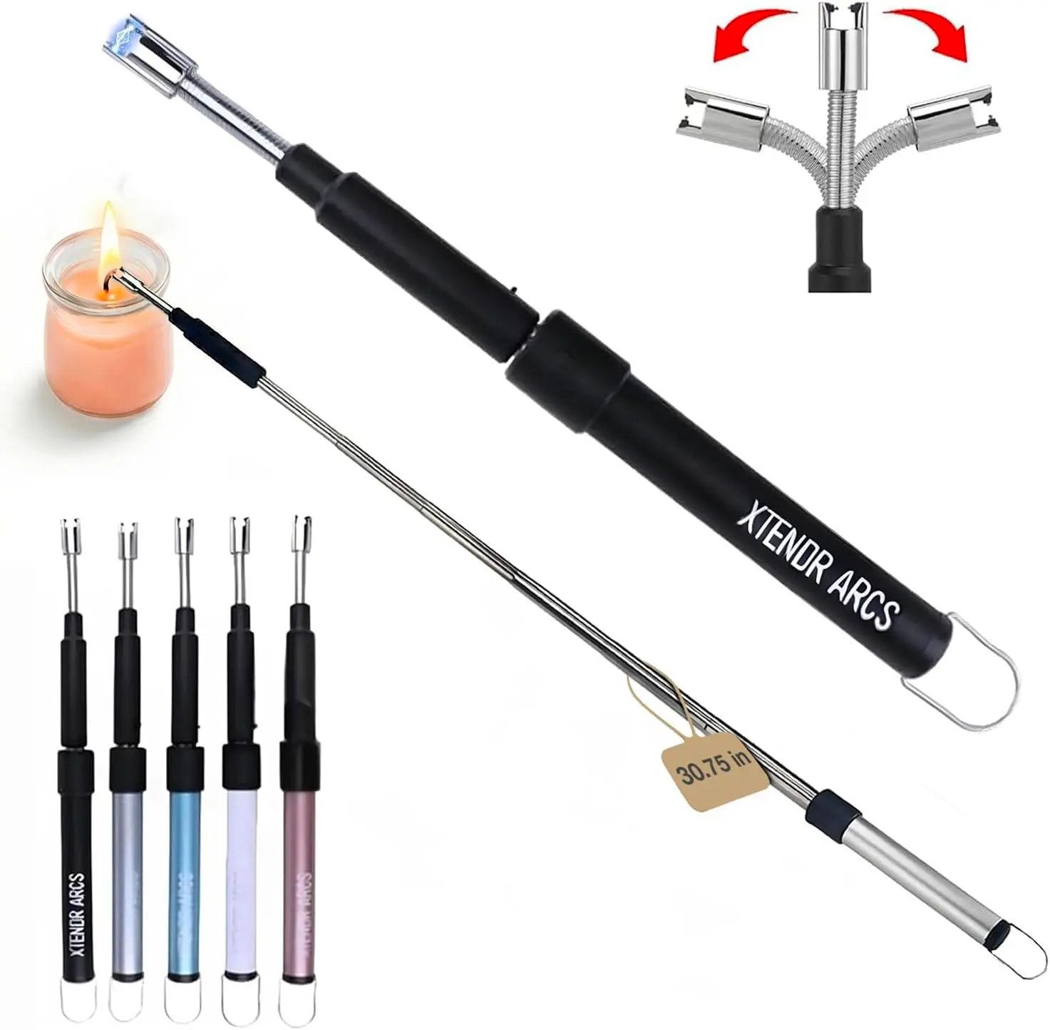 

Extendable 30-Inch Electric Lighter with Plasma Arc, Safe Flameless Ignition for Grilling, Fireplace & Kitchen