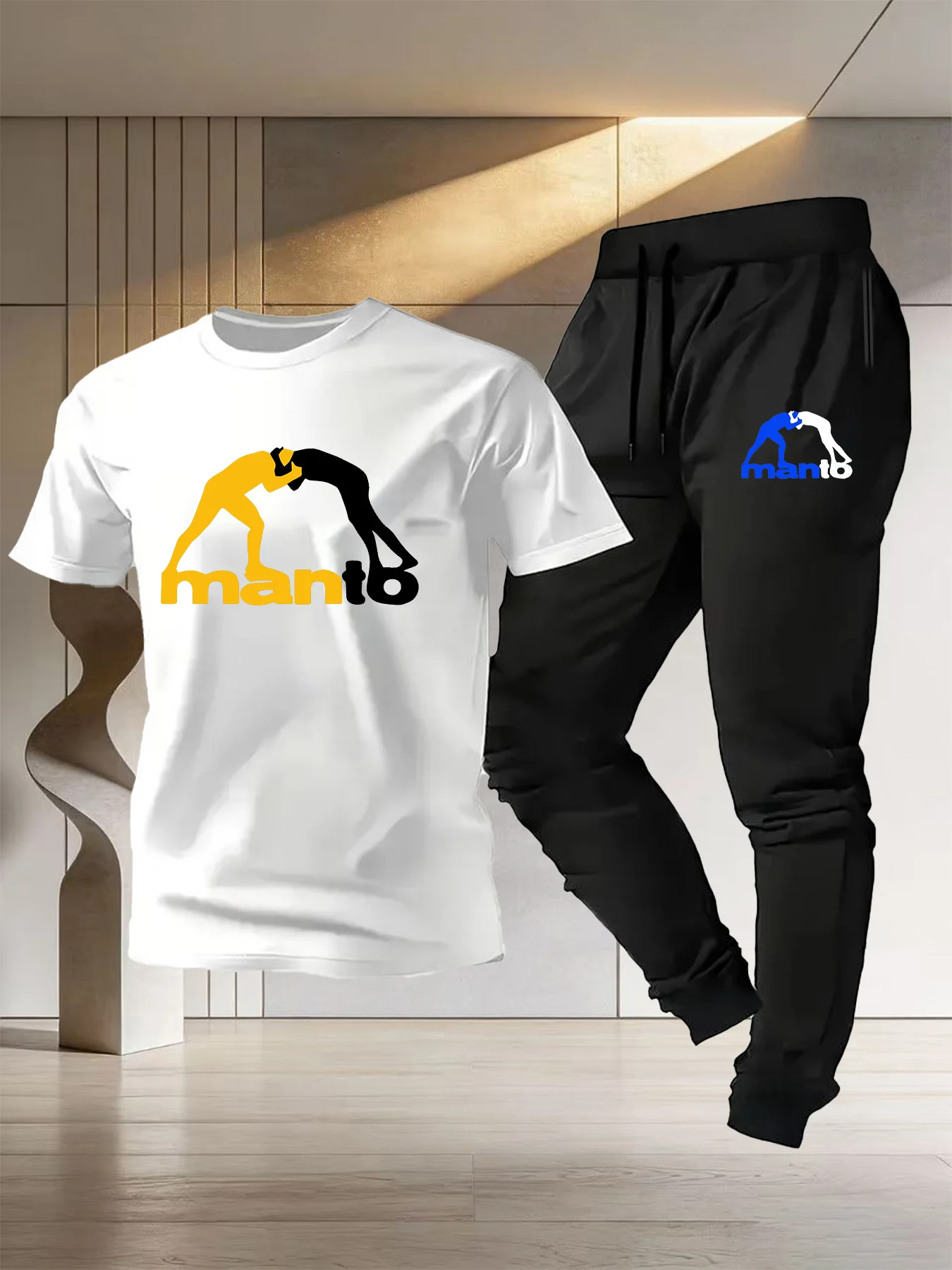 

Men's and Women's Wrestling Sportswea Design - Pure Cotton T-shirt + Thin Pants - Training Fitness Combat and Boxing Clothing