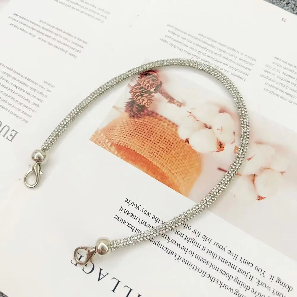 

Luxury Replacement Short Bag Strap Bright Bling Bling Rhinestone Bag Handle Glitter Handbag Straps