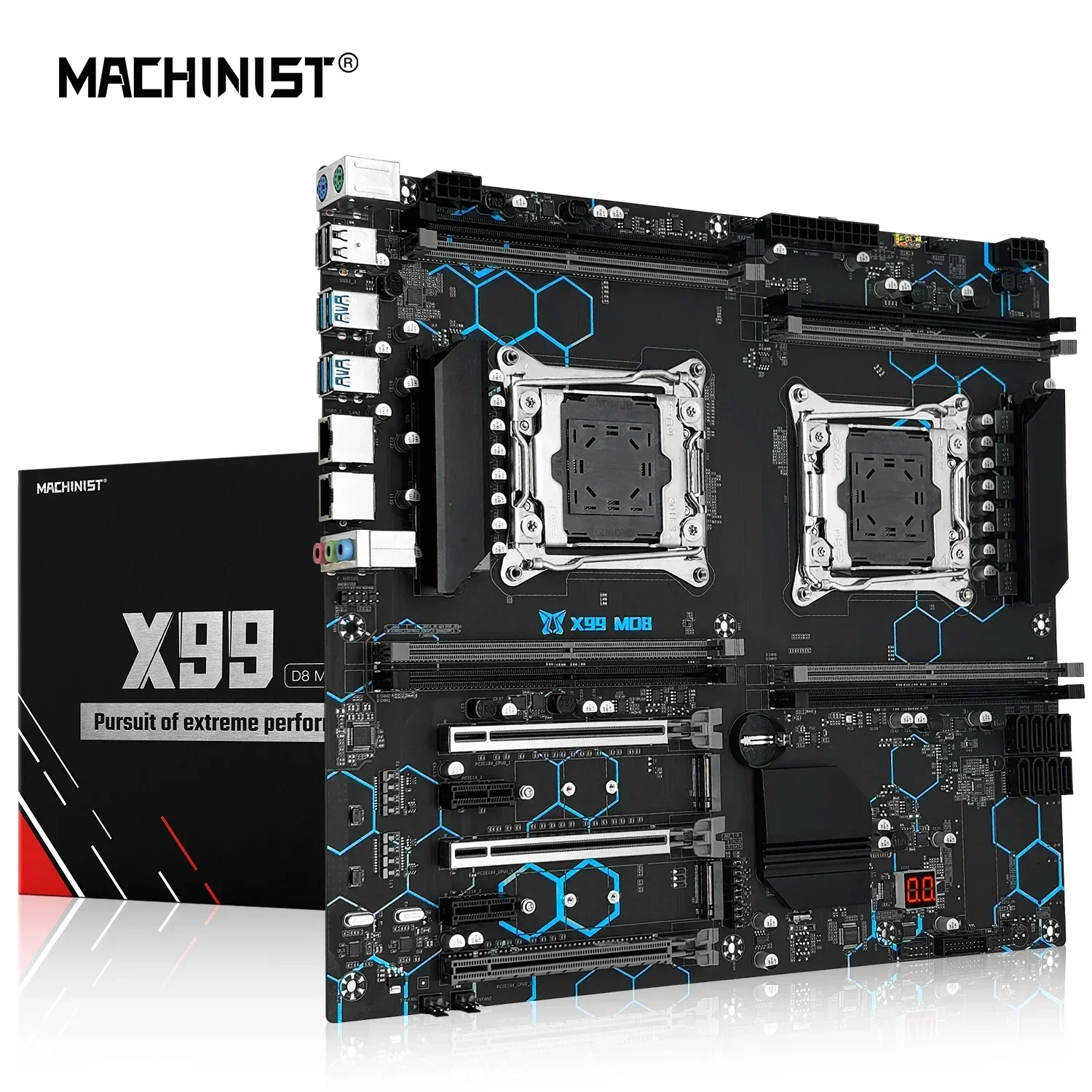 MACHINIST X99 Dual CPU Motherboard LGA 2011-3 Support Dual Xeon Processor SSD NVME M.2 Slot 8 DDR4 RAM MAX 256G USB3.0 X99 MD8