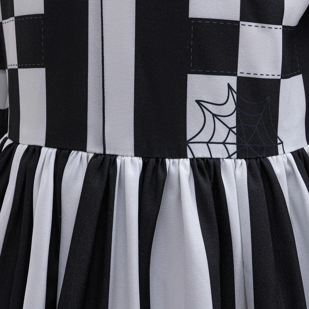 Robe de Princesse à Rayures Noires et Blanches pour Fille, Tenue Formelle de ixd'Anniversaire, Carnaval, Halloween