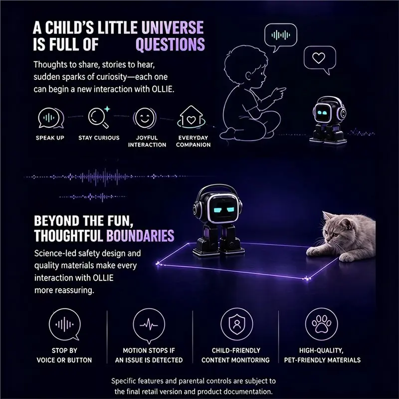 ABFN-AI Intelligent Emotion Perception Companion Robot With Camera Voice Chat Touch Interaction Music Stories Weather News