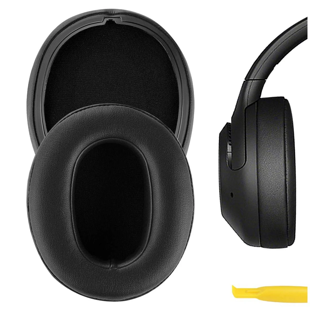 Almohadillas de repuesto para auriculares Sony WH-XB900N, almohadillas de cuero para auriculares, piezas de reparación de almohadillas para los oídos (negro)