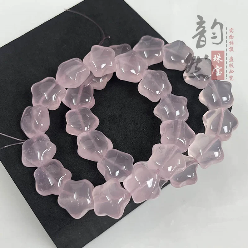 مسحوق طبيعي شفاف الدهون الخماسية دائرة واحدة سوار الترقوة قلادة الوردي الكوارتز على شكل Lo #2