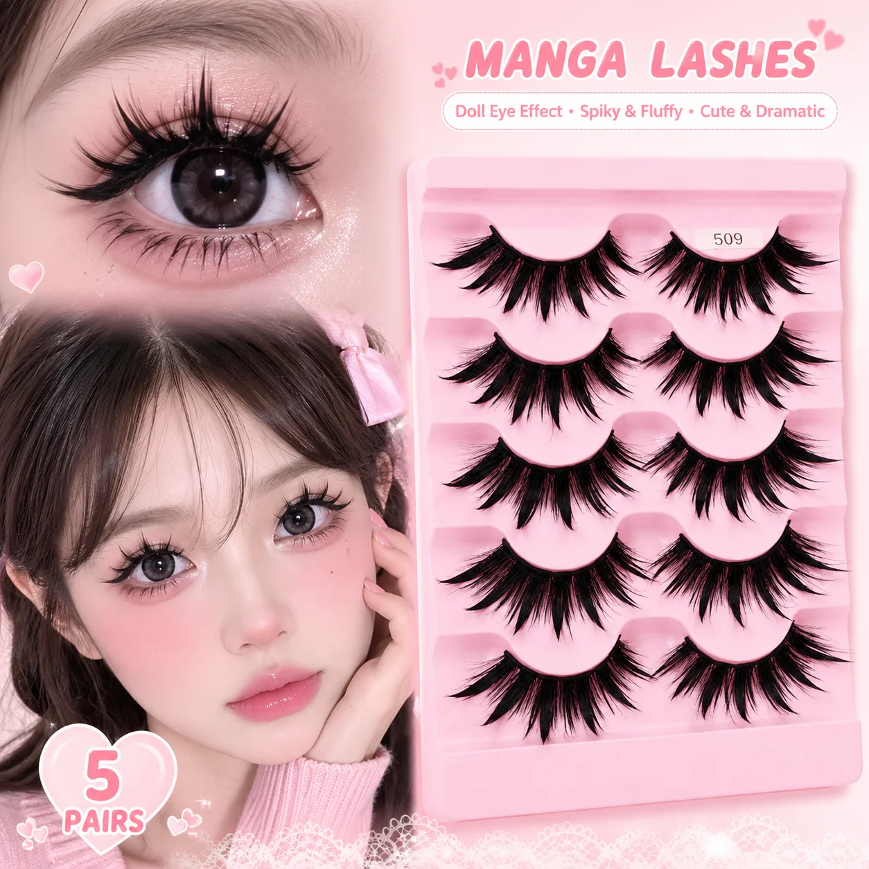 Eyelash Extension Wet Look - Yiernuo 1/5 ペア コスプレ アニメまつげ マンガまつげ