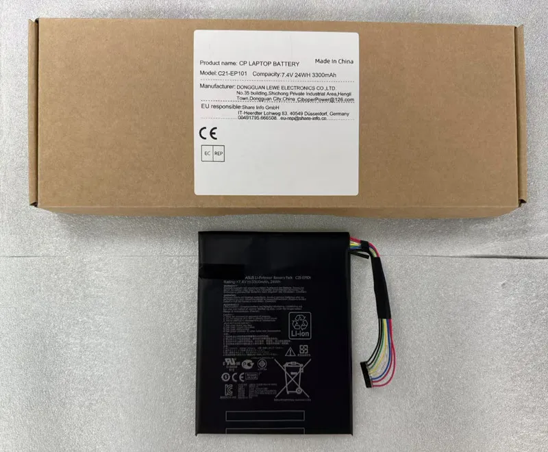 

Laptop Battery C21-EP101 7.4V 24WH 3300mAh ForTF101-B1 TF101 TR101 C21-EP101