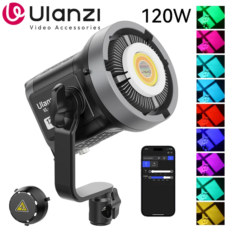 Ulanzi 120W COB Video Light 2700-6500K RGB Full Color Photographic LED Light for Photo Studio Film Camera Shooting Livstreaming