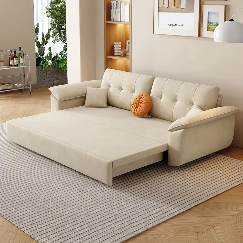 Modern New Design Pull Out Sofa Bed Living Room Furniture Multi-Functional Retractable High End Fabric Sofa Bed With Storage