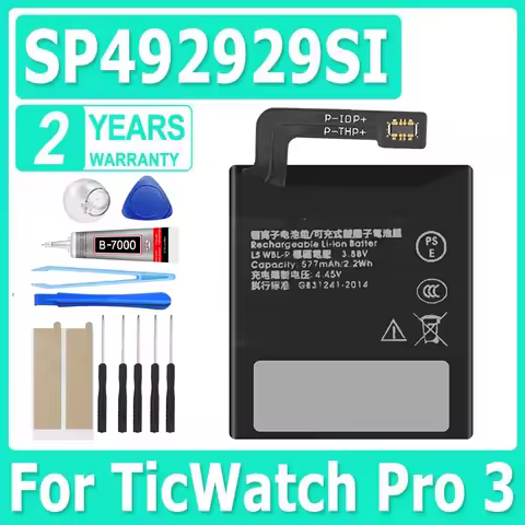 NEW Battery for TicWatch Pro 3 battery GPS Wear OS Smartwatch 3.88V 577mAh SP492929SI WH11013 + Tool