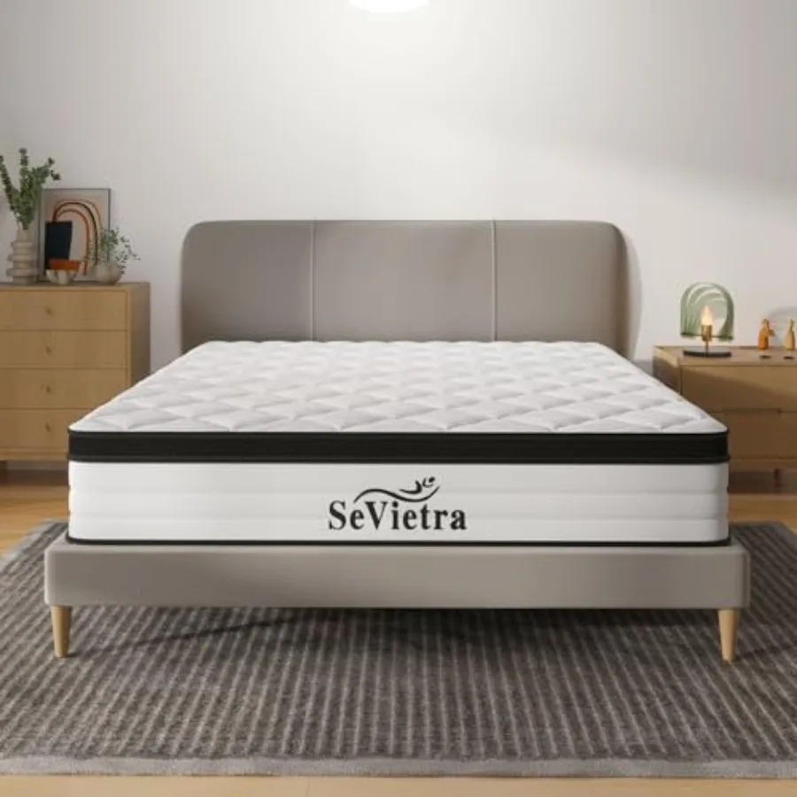 Colchón tamaño Queen de 12 pulgadas en una caja con espuma viscoelástica de tacto medio firme y resortes de bolsillo individuales para una relación de presión superior