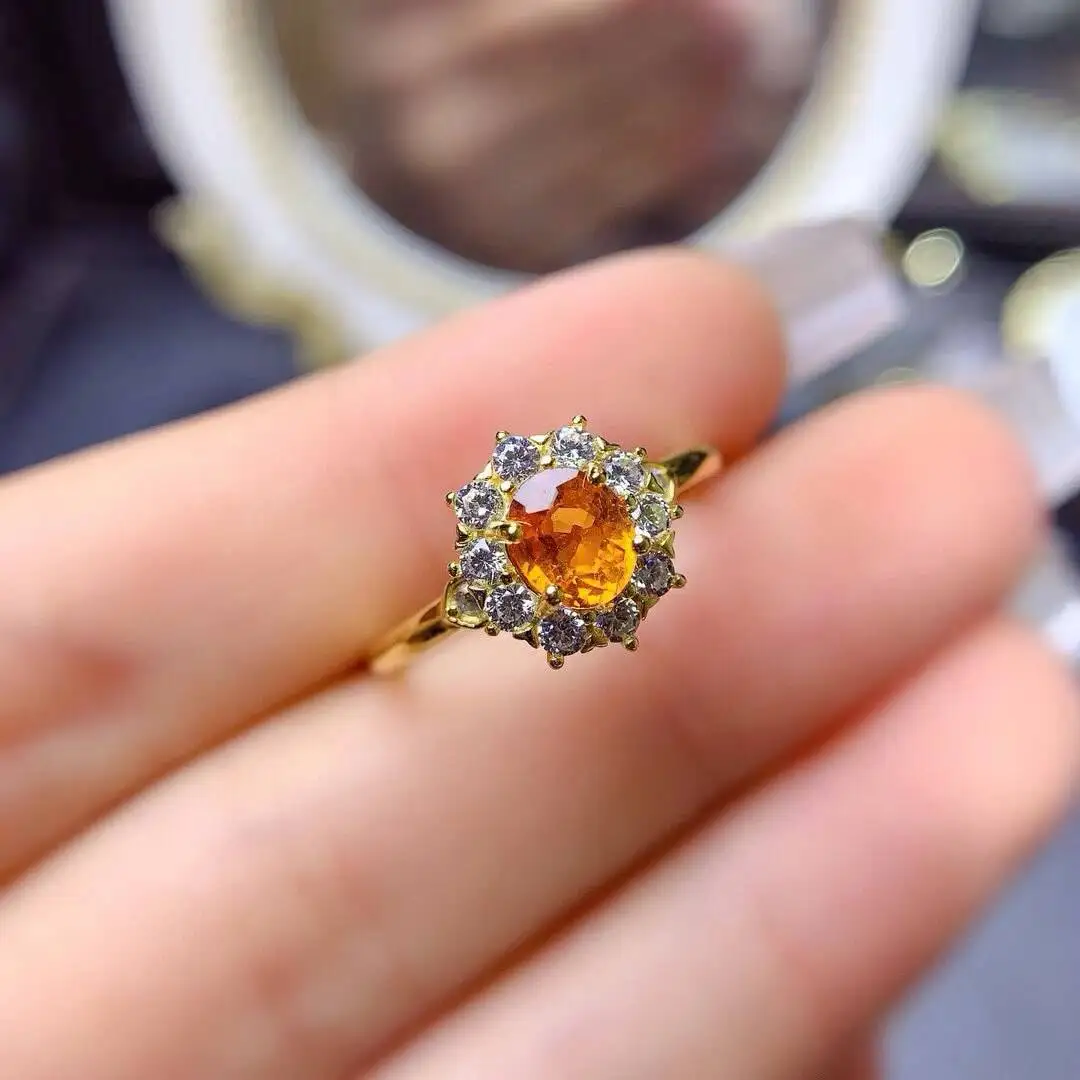 KJJEAXCMY Jewelry Natural Women's Yellow Sapphire Ring 925 silver inlay Colorful and splendid Crystal pure fire flash explosion