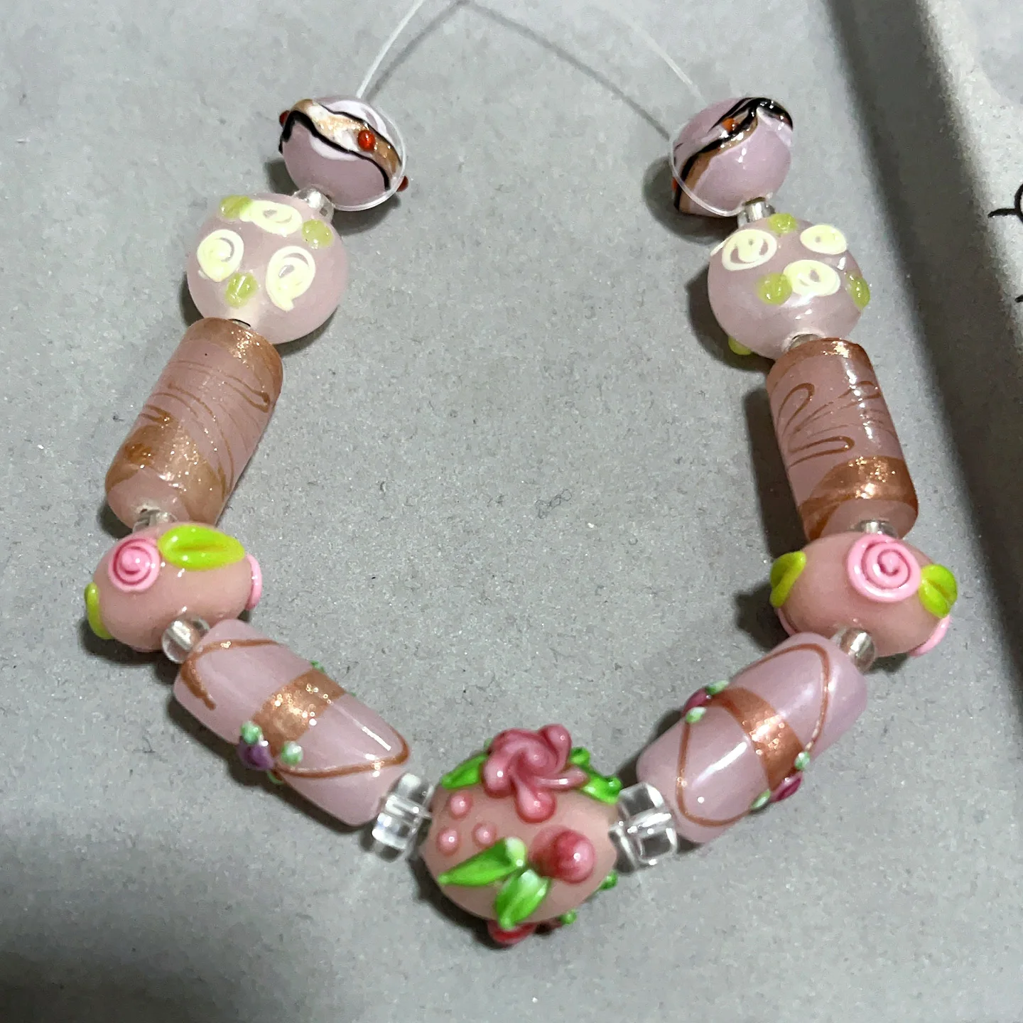 Good Quality Only 1set ! Flower Handmade Romantic Lampwork Glass Loose Beads For Charm DIY Bracelets Jewelry Making Accessories!