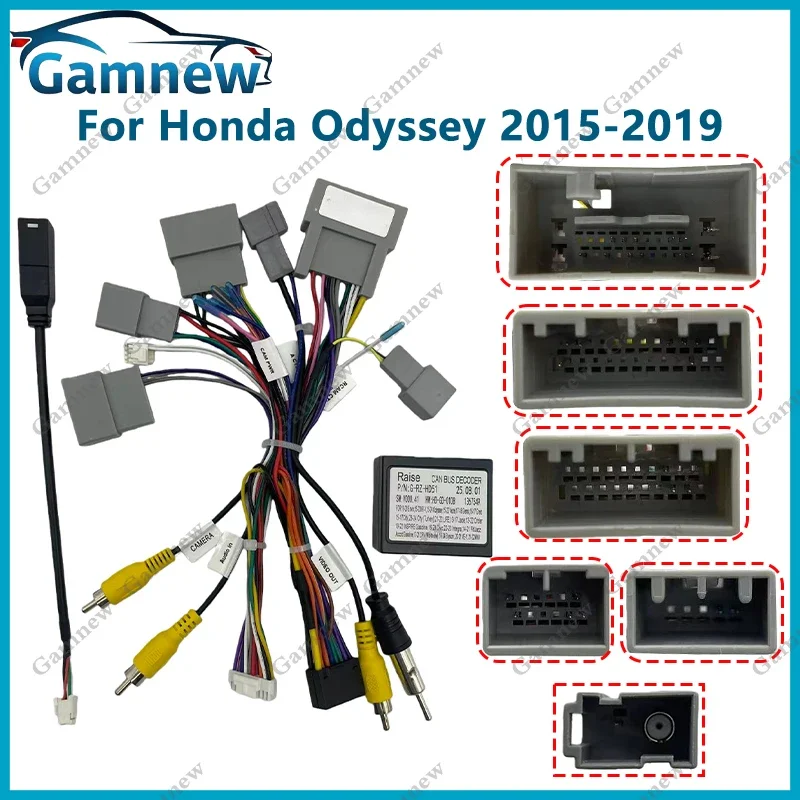Car 16pin Wiring Harness Adapter Canbus Box Decoder Android Radio Power Cable For Honda Odyssey 2015-2018