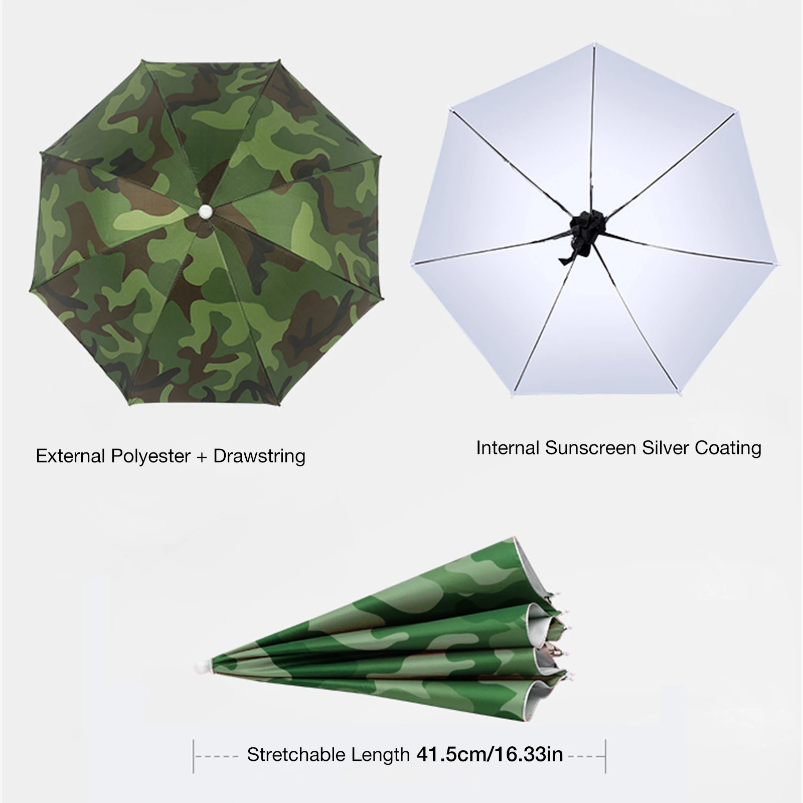 Adjustable Umbrella Hat Foldable Outdoor Pesca Sun Shade Waterproof Camping Fishing Headwear Cap Beach Head Hats Accessory