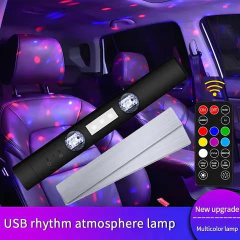 2026 New Upgraded Wireless Car LED Interior Ambient Light With Remote Control USB Rechargeable Multcolor LED Ambient Lights Kit Night Lamp For Car Truck SUV Home Decoration