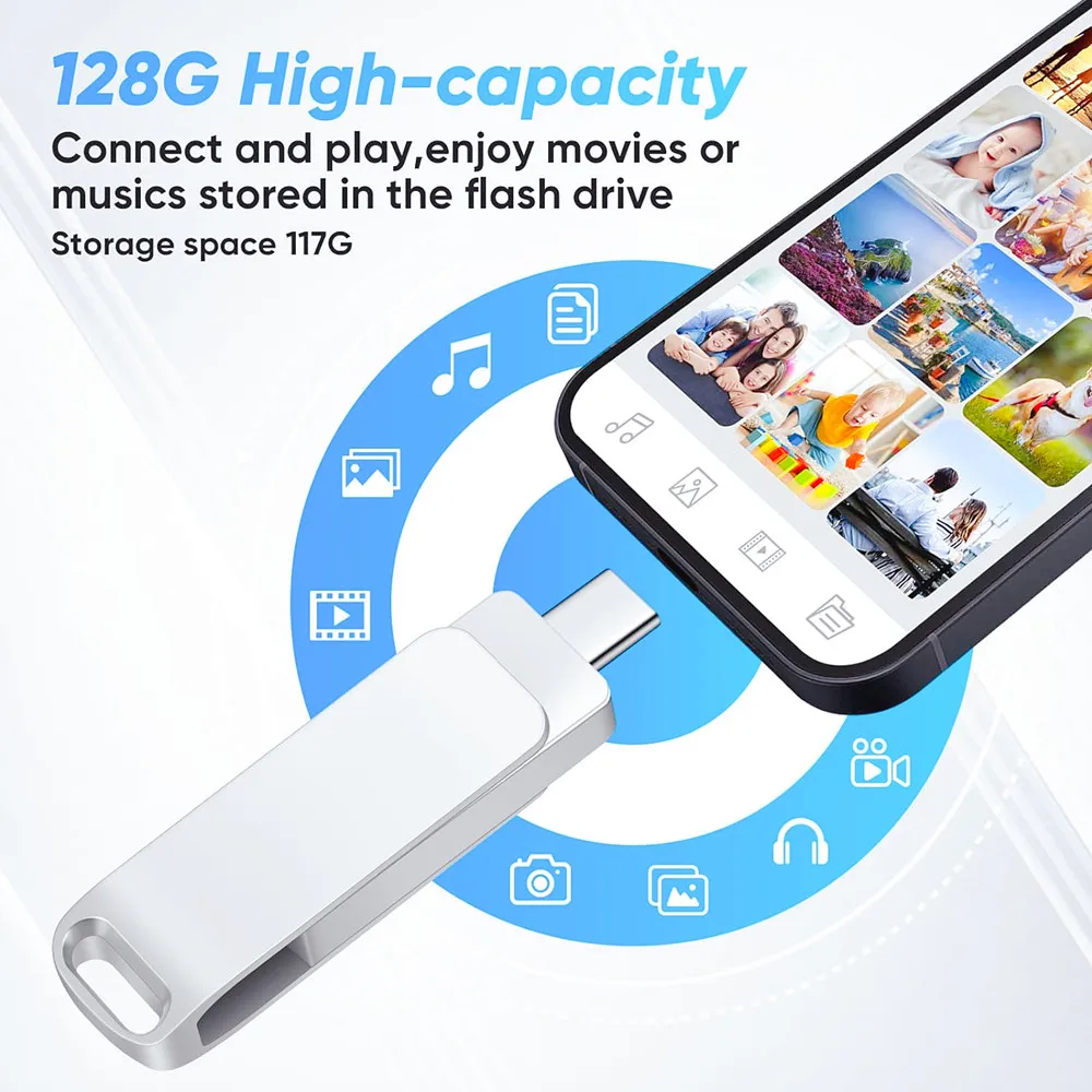 3 IN 1 Type C USB flash drive  64GB 128GB OTG 3.0 Pendrive 32GB 16GB Micro memory Stick type-C 256gb pendrive external storage