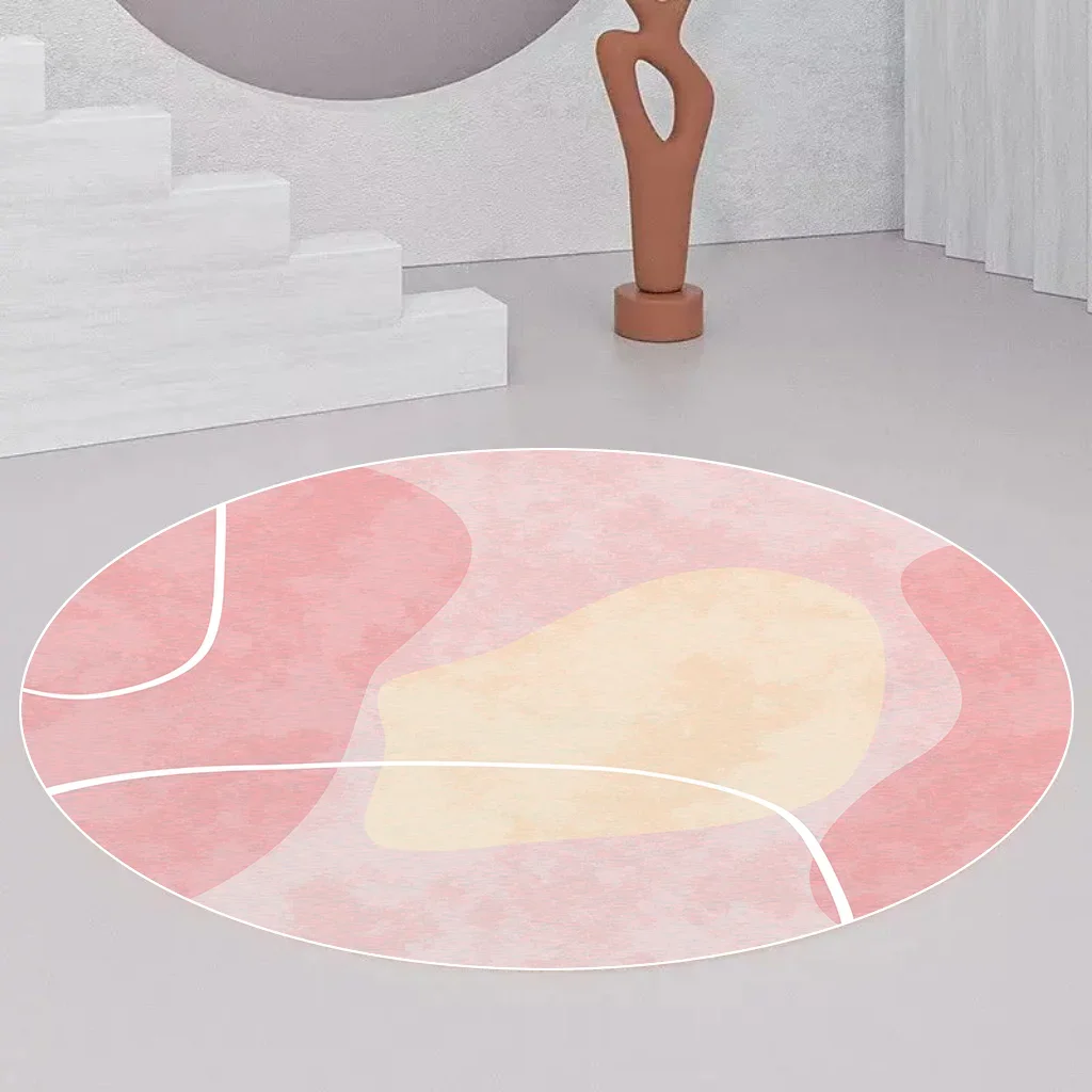 

Pink Simplicity Round Carpet Light Luxury Nordic Style Creative Minimalism Living Room Carpets Bedroom Decor Rugs Chair Soft Mat