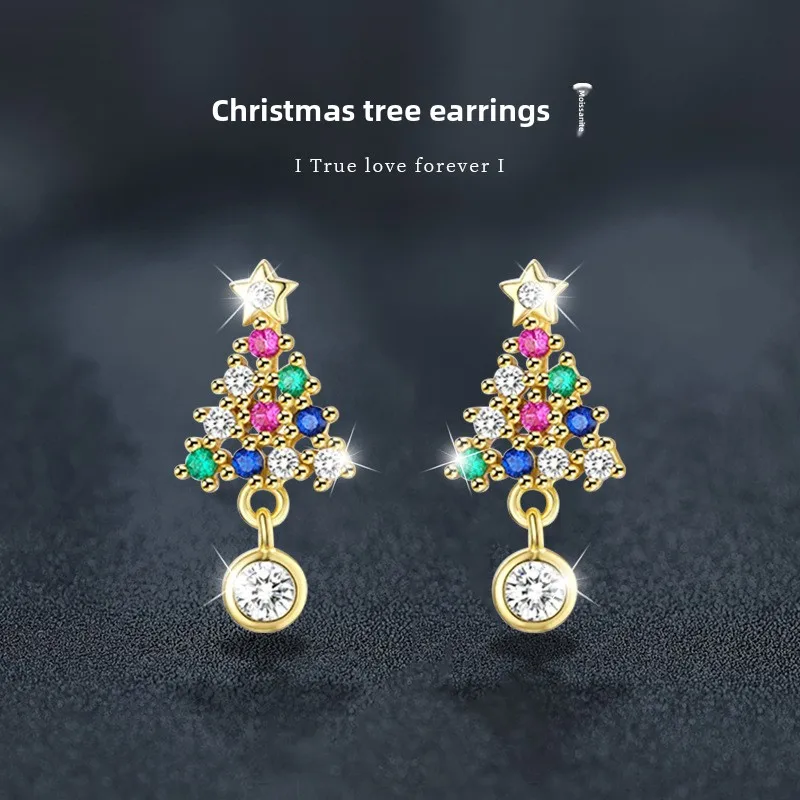 

Christmas Tree Moissanite Studs for Women, 2025 S925 Sterling Silver Jewelry