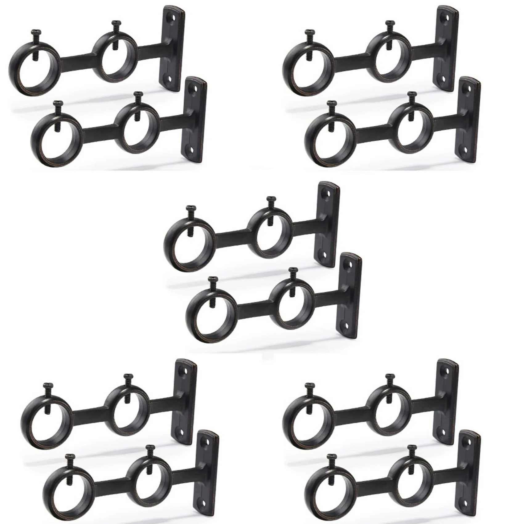 

A008 Curtain Rod Bracket, 8Pcs Double Curtain Rod Holder, Double Rod Brackets Hooks For Living Room Bedroom Curtain Rods