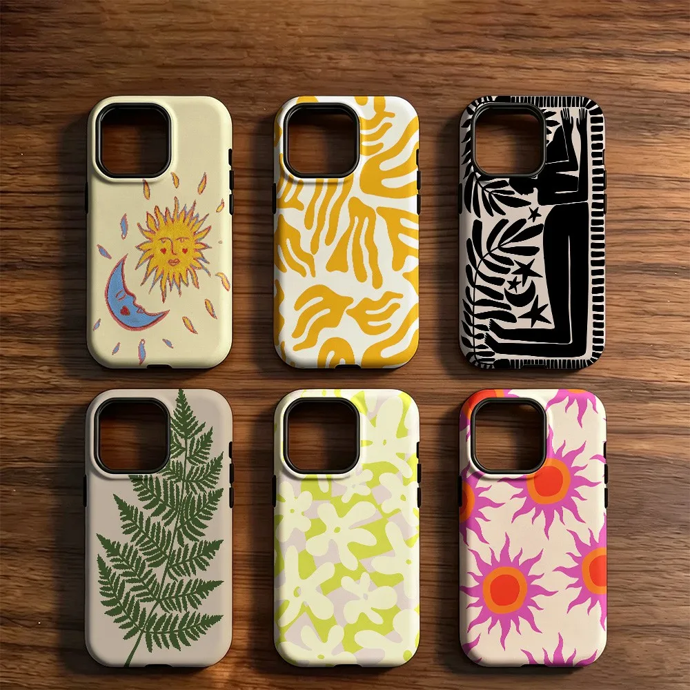 Retro Abstract Print Phone Case for Samsung Galaxy S20 S22 S23 S24 S25 S26 FE Plus Ultra Edge 4G 5G Luxury Double-layer