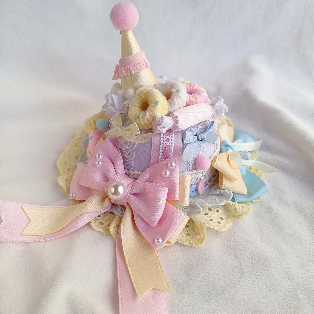 

2025 Handmade Lolita Lolita Sweet Celebration Donut Candy Cute Cake Hat Birthday Hat Super Sweet