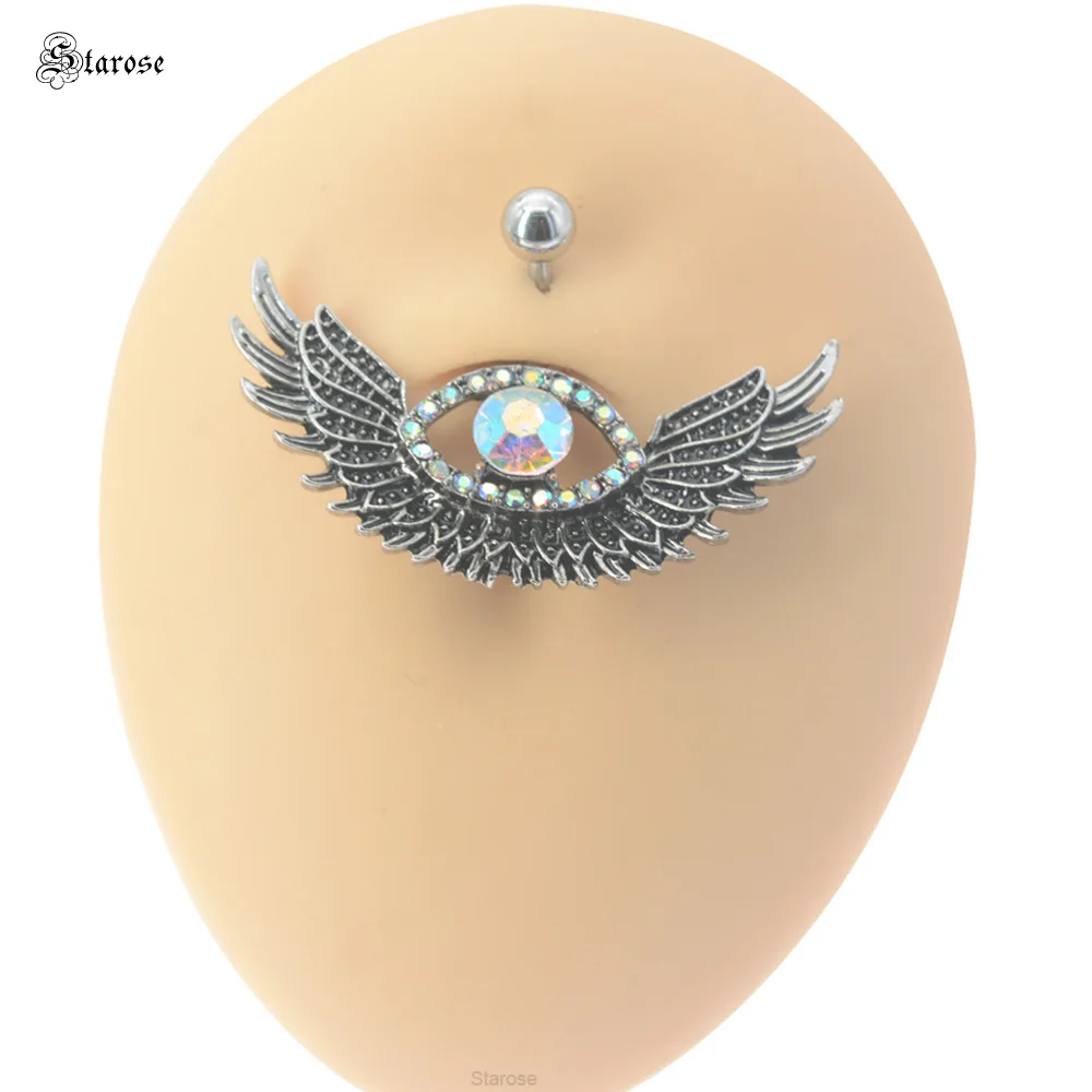 Starose 1 قطعة 1.6x10 مللي متر 14 جرام بار العصرية النسر الجناح ثقب البطن الفولاذ المقاوم للصدأ السرة البطن زر خواتم النساء ثقب السري