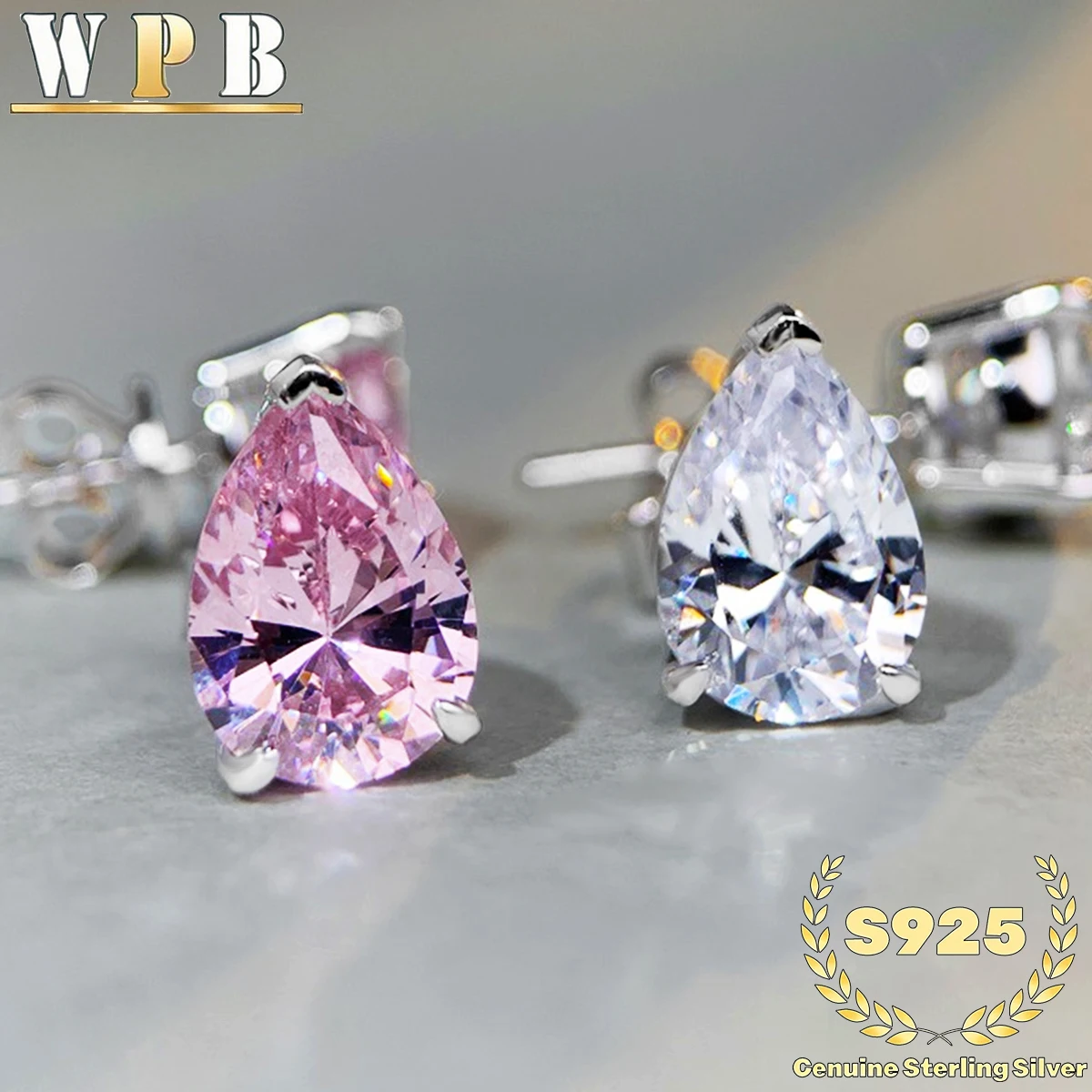 

S925 Sterling Silver 3 Carat Pink Water Drop Earrings Women Shiny High Carbon Zircon Luxury Jewelry for Gift Parties for Lovers