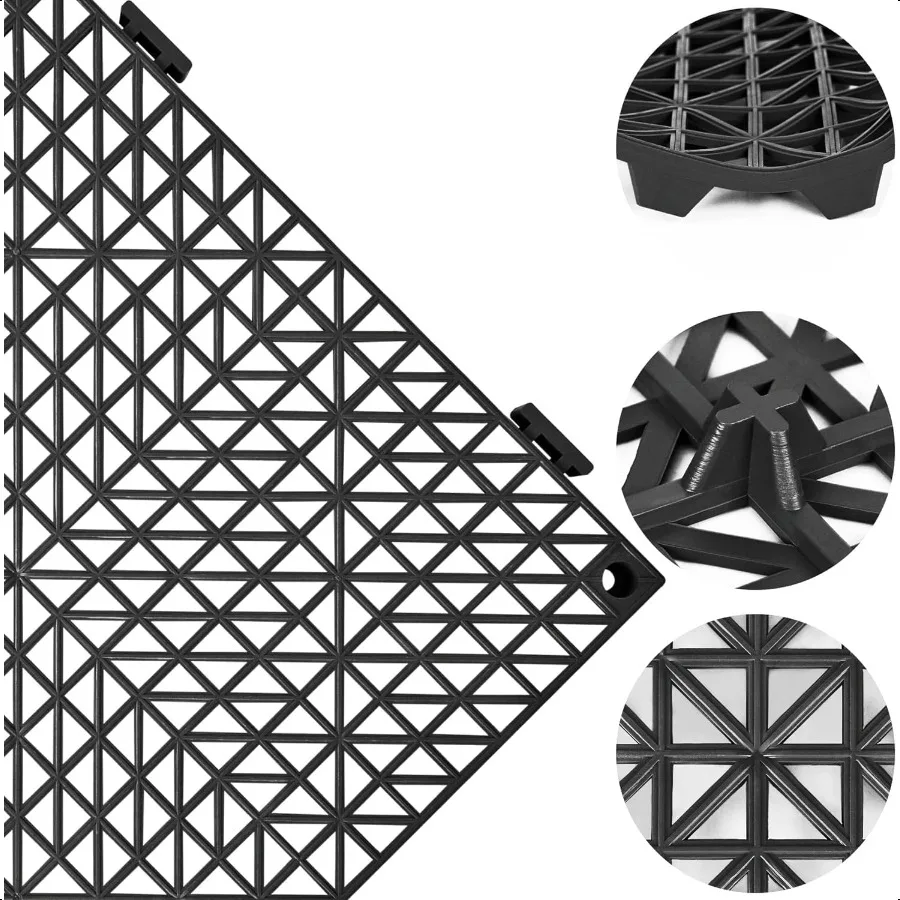 Coussin de canalisation modulaire 24P 11.8 "x 11.8", trous de drainage de sol en caoutchouc imbriqués, tapis de Drainage d'épissure antidérapant pour pont Sh