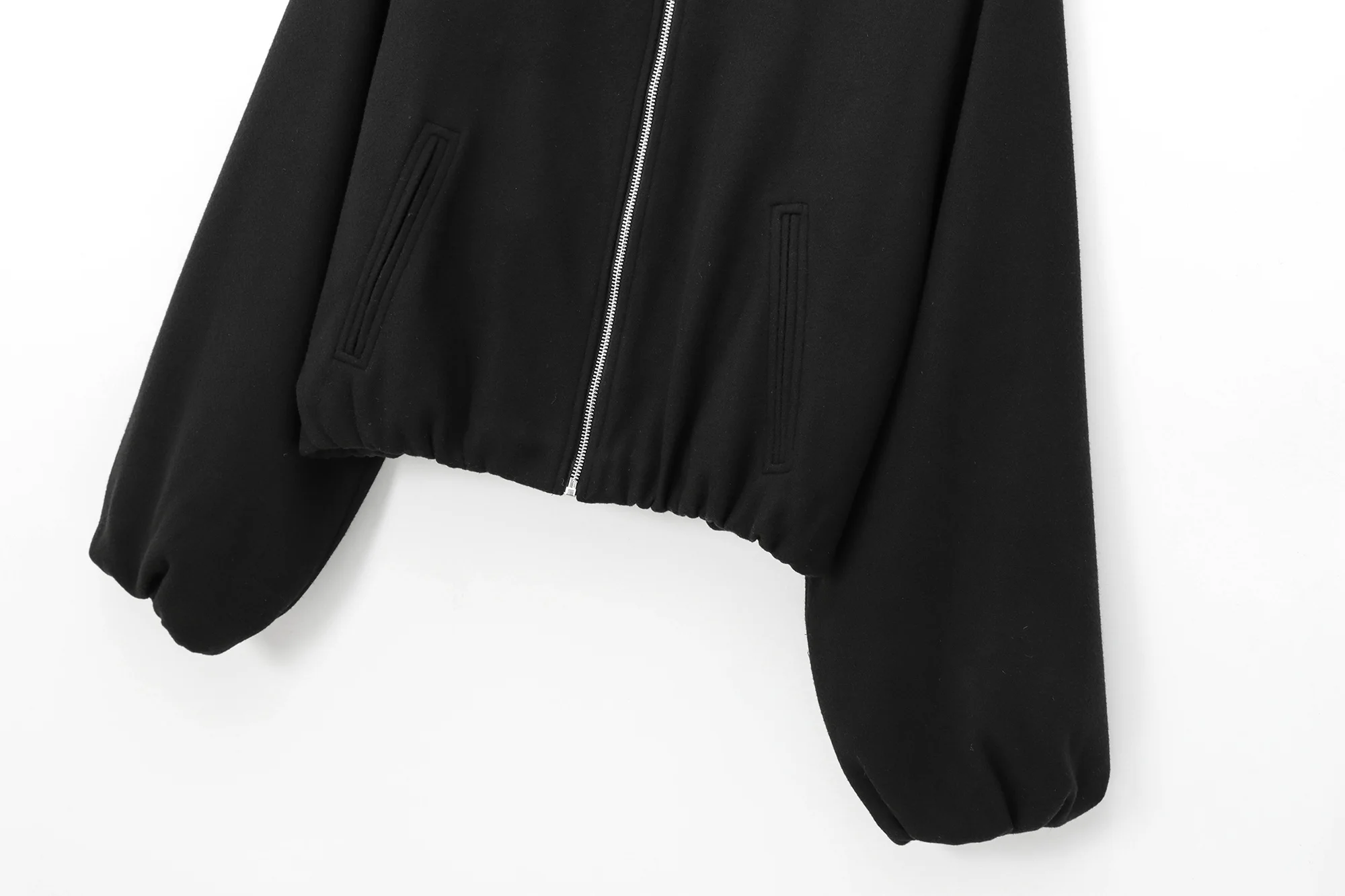 HH Damen Eleganter Langarm-Modemantel für den Herbst mit Reißverschlusstaschen, Freizeitjacke für Partys, schmal geschnitten, O-Ausschnitt – Detail 6