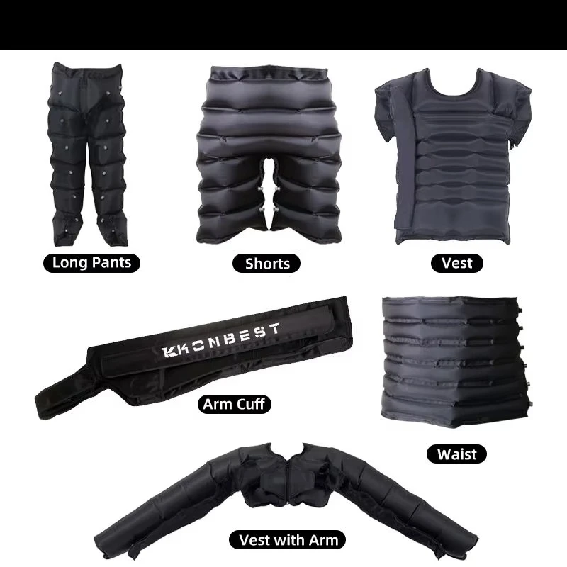 Portable 6-Chamber Air Compression Vest with Arms, Adjustable Pressure for Home Physical Therapy