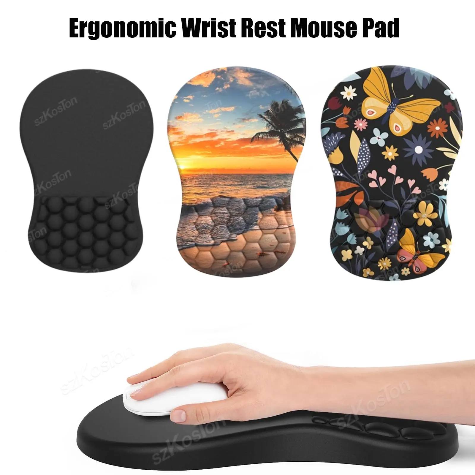 Ergonomic Wrist Rest Mouse Pad Comfortable Wrist Support Non Slip Mice Memory Foam Slope Massage Bulge Mousepad For PC Laptop