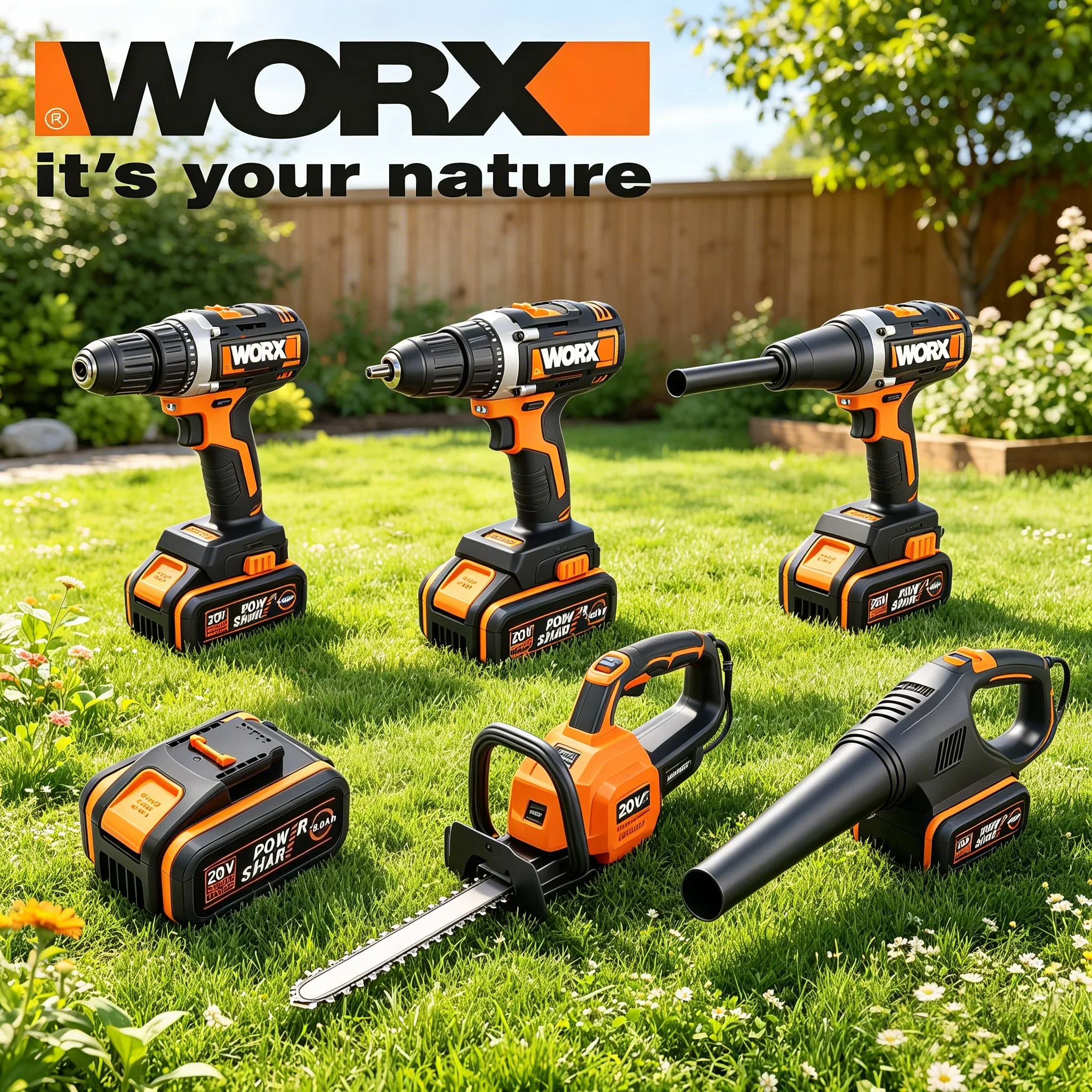 For WORX Tool - Original 20V 4.0Ah/6.0Ah/8.0Ah Lithium Battery WA3553 WA3551 WA3553 WA3572 WX390, Rechargeable。