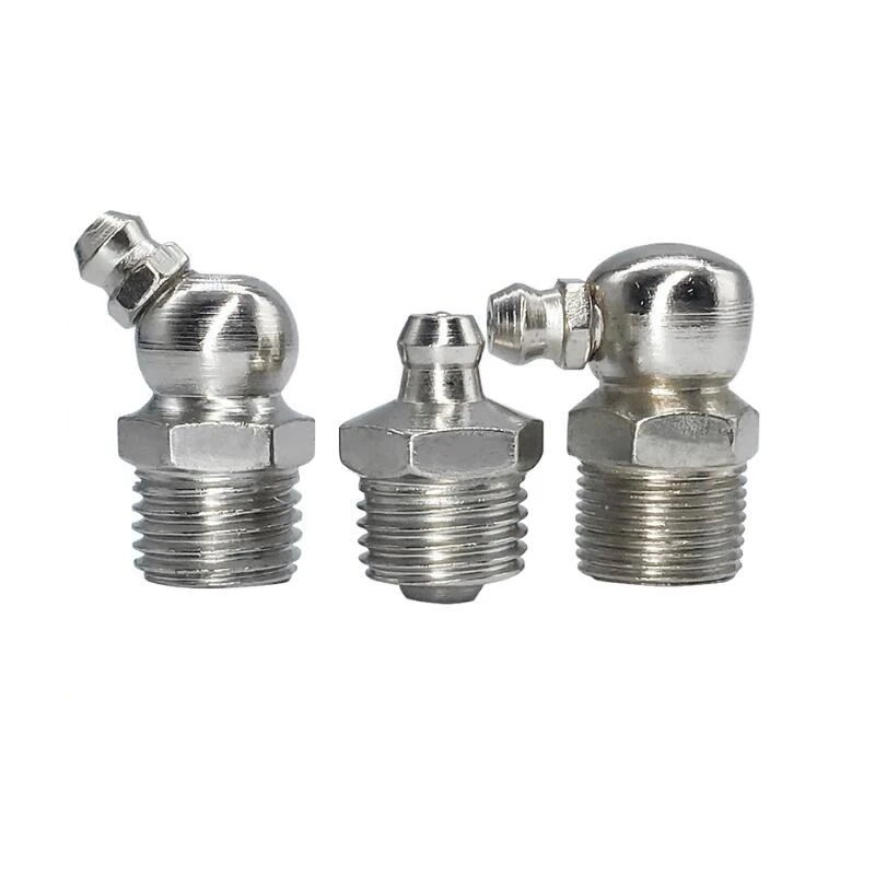 

Железный никелированный смазочный ниппель, метрическая имперская наружная резьба, прямой коленчатый тип, масляный фитинг Zerk для смазочного пистолета