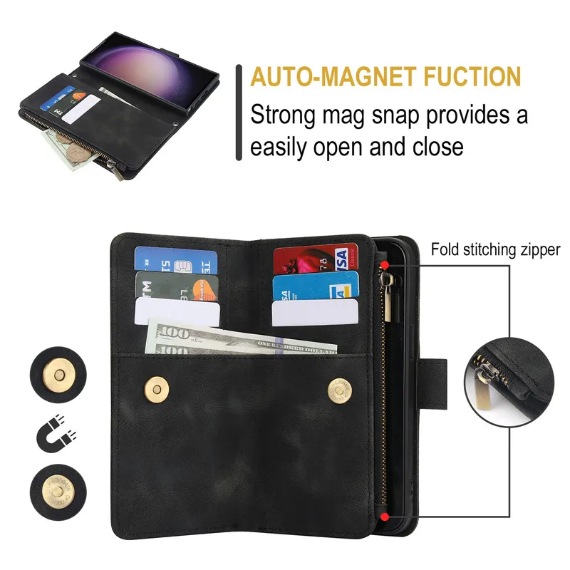 Case for Samsung Galaxy S24 S22 S23 Plus S21 FE A54 A15 A55 A73 S20 A71 NOTE 20 Ultra A52 A34 A51 5g Leather Wallet Phone Bags