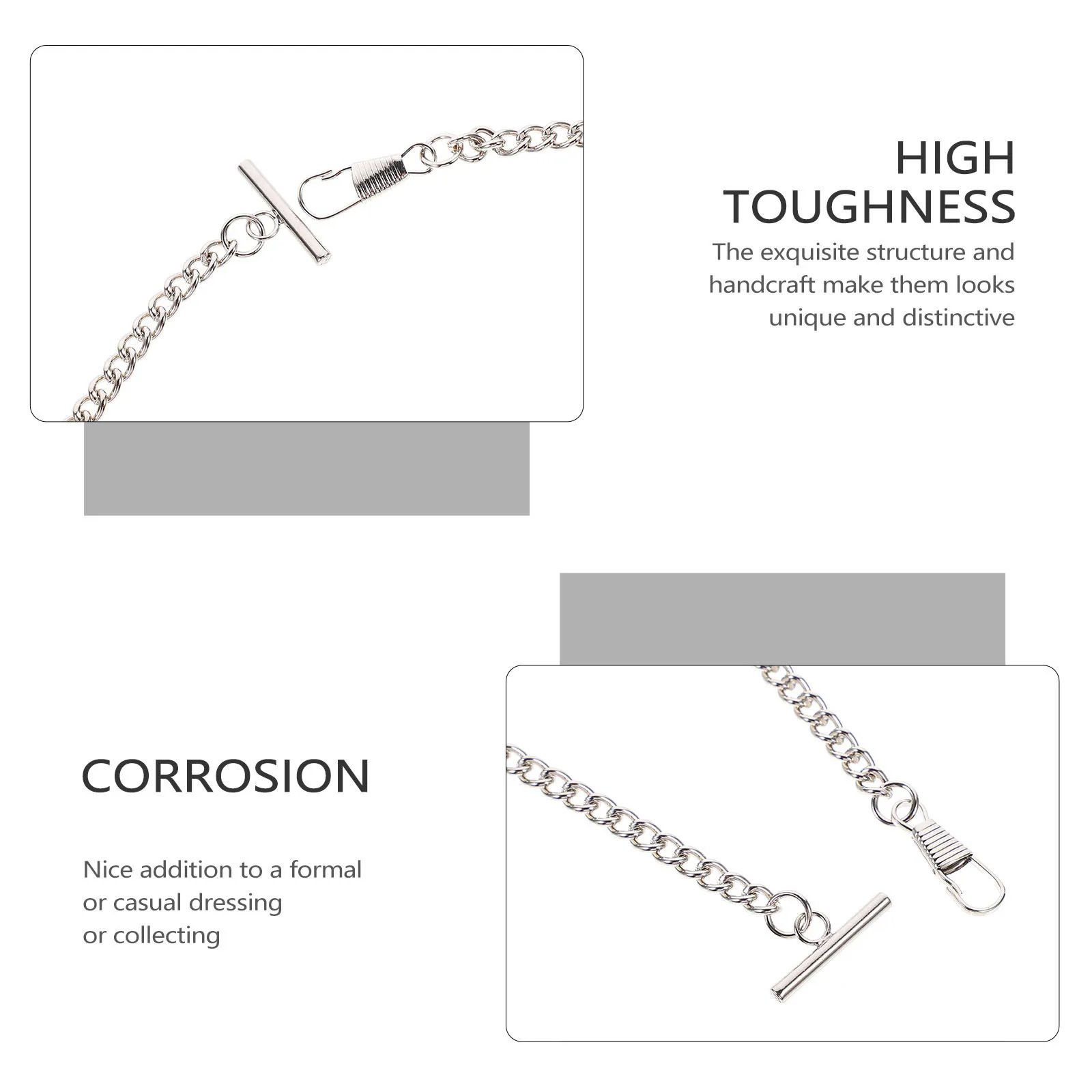 

2Pcs Strong Retro Pocket Watch Chain Stylish Jeans Belt Decorative Accessories for Formal Casual Wear Watch Chain