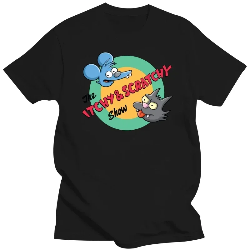 heavyweight Informal New Arrival vintage funny anime Hot Sale clothes Summer harajuku t shirt Itchy and Scratchy Porch Pals