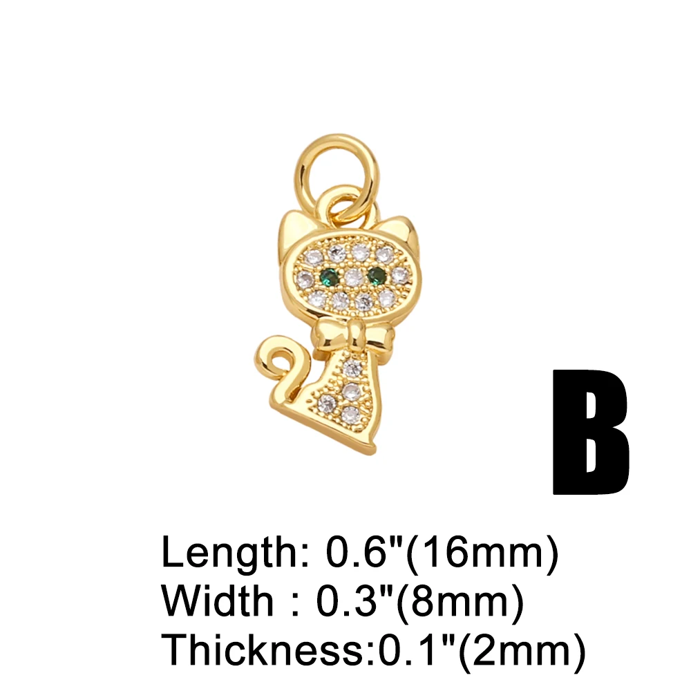 OCESRIO White Crystal Sunflower Charms for Bracelet Copper Gold Plated Cat Elephant Turkish Eye Jewelry Making Supplies chma273