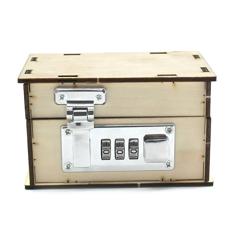 Wooden Fun Password Box Model, DIY Hand Assembled Tech Gadget Kit, Science Experiment Storage Box