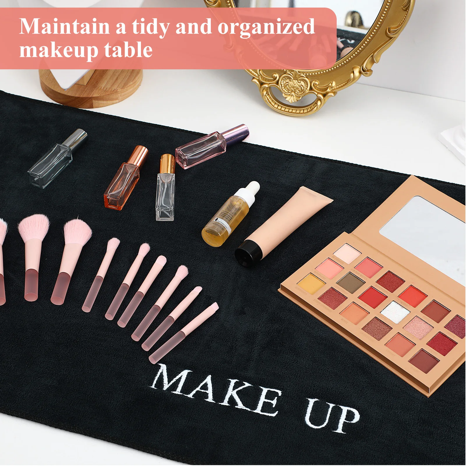 Bedroom Vanity Mat Makeup Table Desk Pad Foldable Nail Art Placemat Multi-functional Desktop Organizer Tray