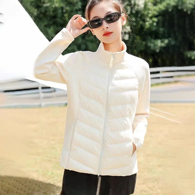 

Fashionable Lightweight Cotton Jacket Women's Stand Collar Casual Patchwork Warm Ladies Stylish Outerwear Autumn Winter New A...