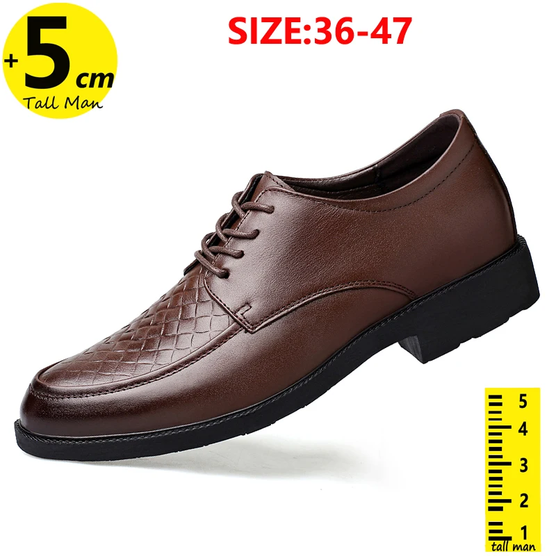 

Wedding Men Leather Shoes Business British Formal Elevator Height Increase Insole 6CM Lift Dress Office Daily Plus Size 35-47