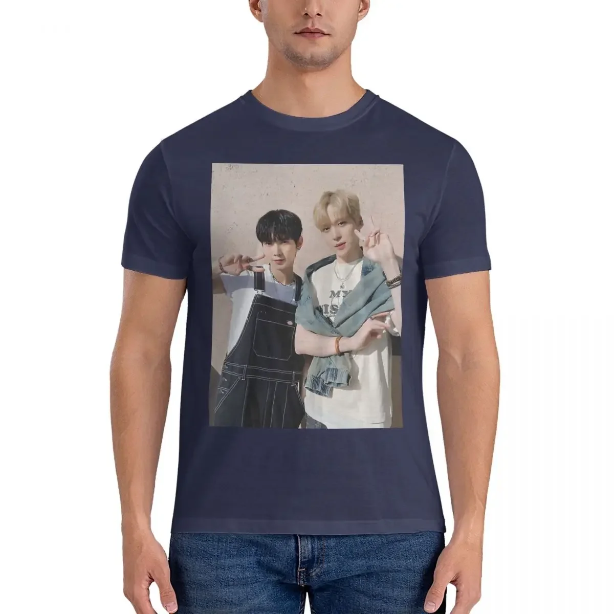 Vintage ATEEZ Yeosang Yunho T-Shirt Men O Neck Pure Cotton T Shirts ATEEZ Short Sleeve Tees 6XL Tops