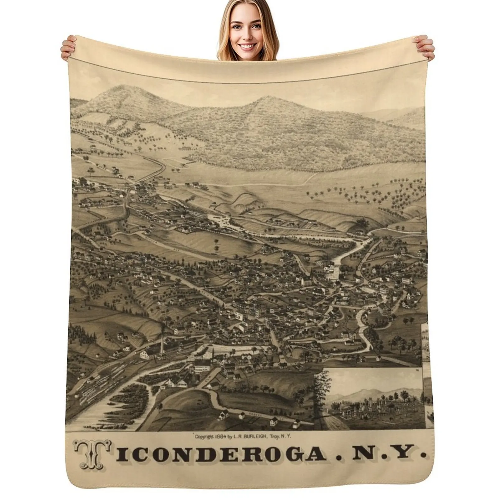 Фото Плед Ticonderoga, Нью-Йорк (1884), легкий, мягкий, всесезонный плед для кровати