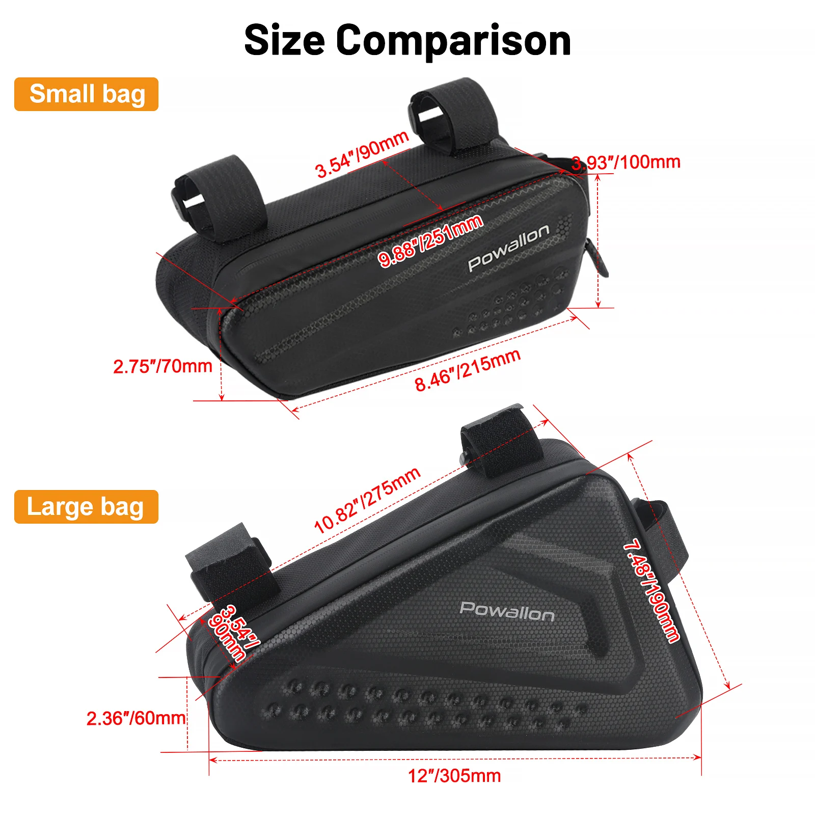 Wasserdichte Hartschalen-E-Bike-Dreieck-Akkutasche, 2 Stile Elektrofahrrad-Rahmenrohr-Akku-Aufbewahrungstasche für E-Bikes – Detail 2